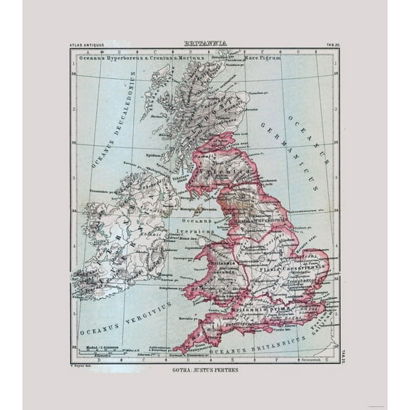 Historic Map - British Isles - Perthes 1896 - 23 x 25.82 - Vintage Wall Art