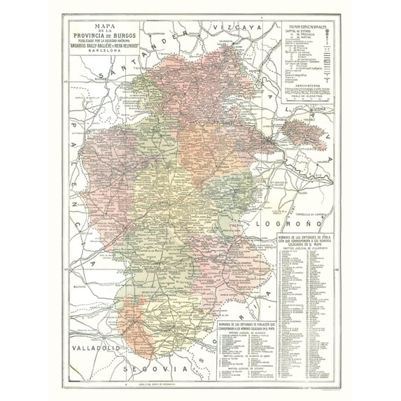 Historic Map - Burgos Province Spain - Pompido 1913 - 23 x 30.30 - Vintage Wall Art