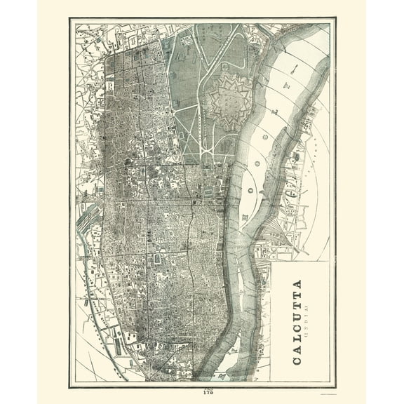 Historic Map - Calcutta India - Rathbun 1893 - 23 x 28.24 - Vintage Wall Art
