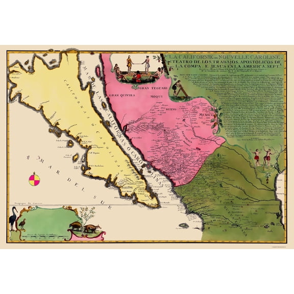 Historic Map - California Island - De Fer 1720 - Vintage Wall Art