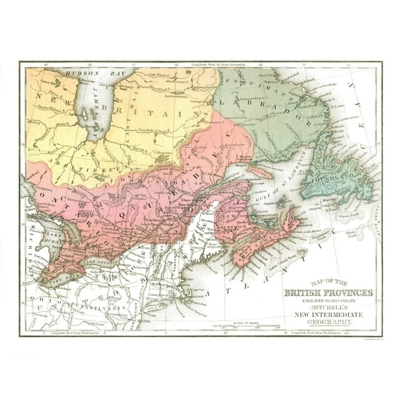 Historic Map - Canada British Provinces - Mitchell 1869 - Vintage Wall Art