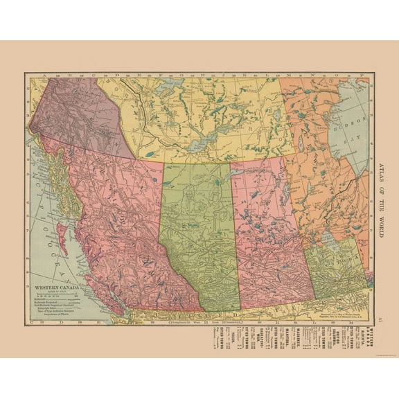 Historic Map - Canada Western - Hammond 1910 - 28.86 x 23 - Vintage Wall Art