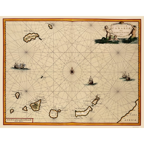 Historic Map - Canary Islands Spain - Ogilby 1667 - Vintage Wall Art