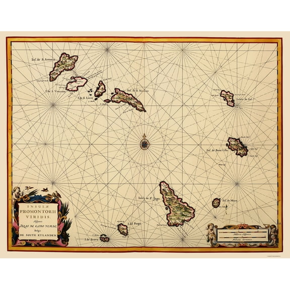 Historic Map - Cape Verde Islands - Blaeu 1667 - 23 x 29.35 - Vintage Wall Art