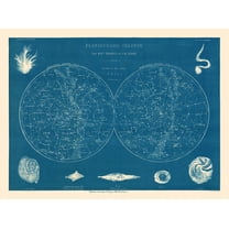 Historic Map - Celestial Planisphere - Drioux 1882 - 30.69 x 23 - Vintage Wall Art