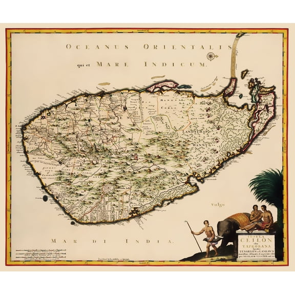 Historic Map - Ceylon - Visscher 1681 - Vintage Wall Art