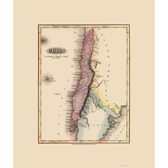 Historic Map - Chile - Lucas 1823 - Vintage Wall Art