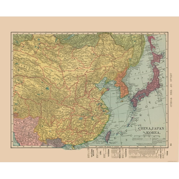 Historic Map - China Japan Korea - Hammond 1910 - 28.23 x 23 - Vintage Wall Art