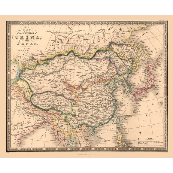 Historic Map - China Japan - Wyld 1864 - Vintage Wall Art