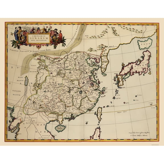 Historic Map - China Korea Japan - Blaeu 1655 - 23 x 29.47 - Vintage Wall Art