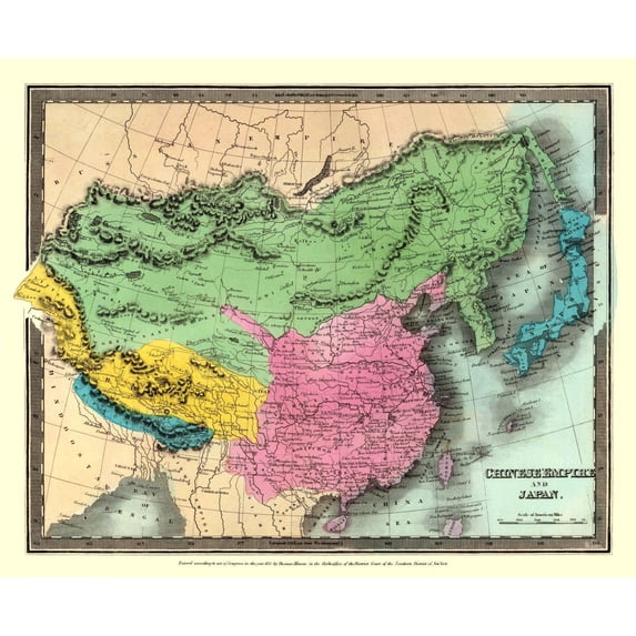 Historic Map - Chinese Empire Japan - Thomas 1833 - Vintage Wall Art
