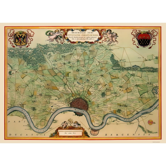 Historic Map - Cologne Area Germany - Visscher 1681 - 23 x 31.66 - Vintage Wall Art