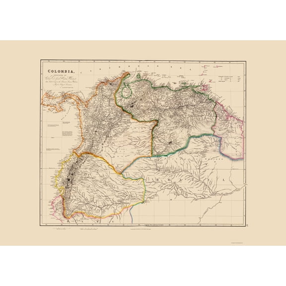 Historic Map - Colombia - Arrowsmith 1844 - Vintage Wall Art