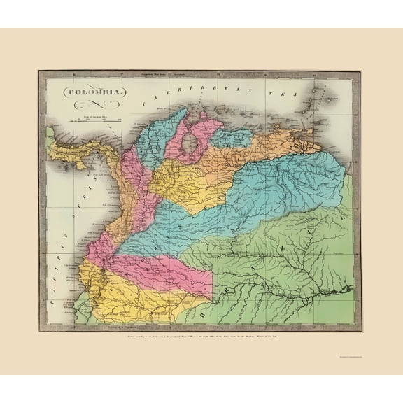 Historic Map - Colombia - Stone 1835 - 23 x 26.70 - Vintage Wall Art