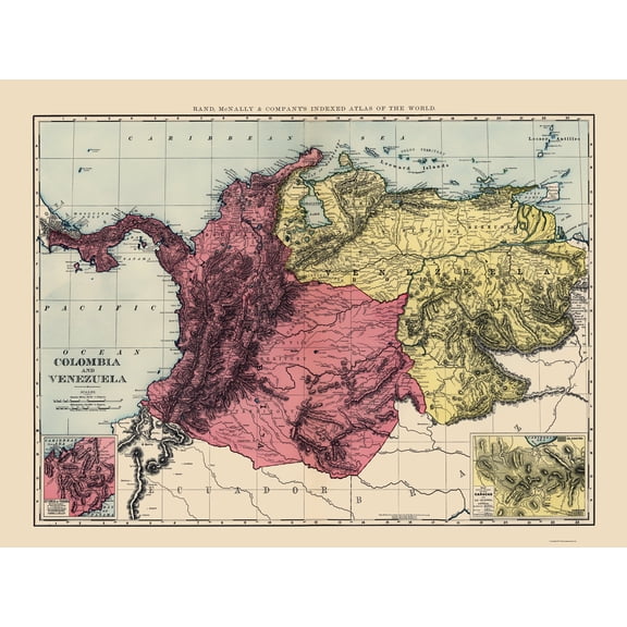 Historic Map - Colombia Venezuela - Rand McNally 1898 - 23 x 30.80 - Vintage Wall Art
