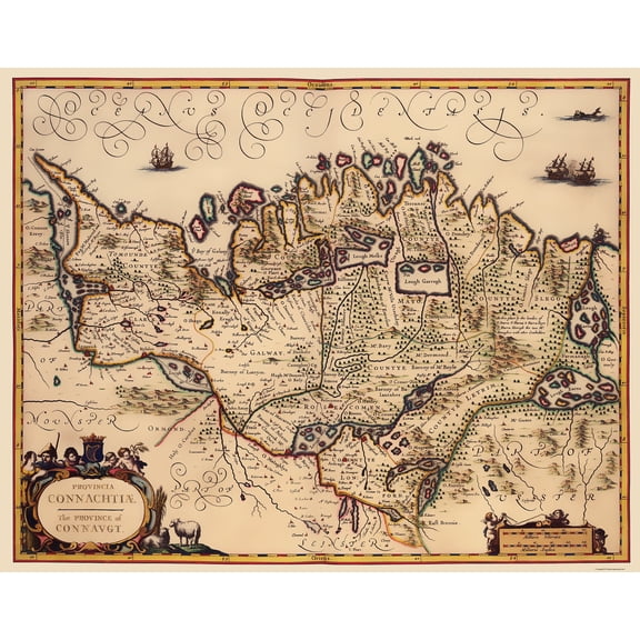 Historic Map - Connacht Province Ireland - Jansson 1642 - 23 x 29.18 - Vintage Wall Art