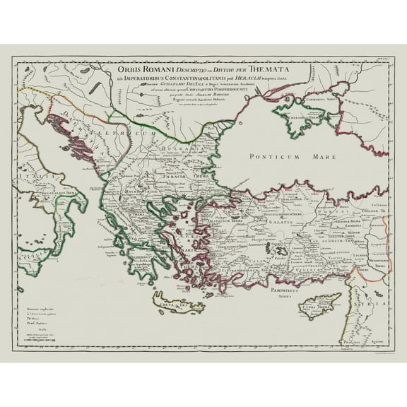 Historic Map - Constantine VII Byzantine Italy Bulgaria North Macedonia - De L'isle 1731 - 29.35 x 23 - Vintage Wall Art