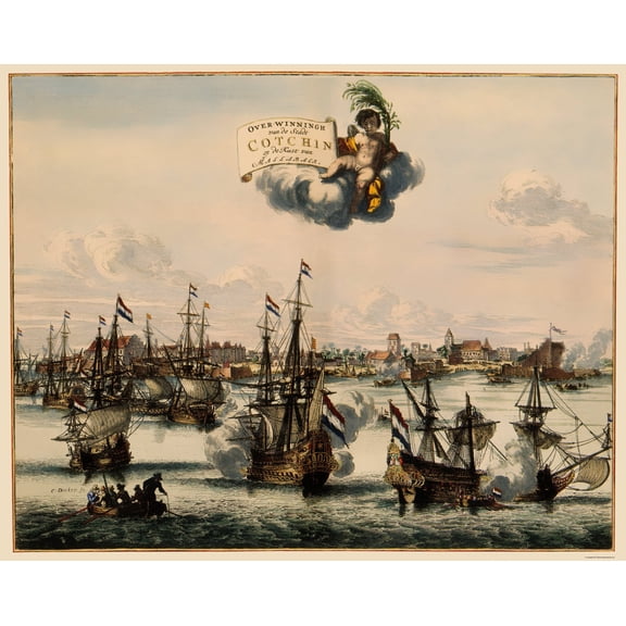 Historic Map - Cotchin India - Nieuhoff 1682 - 23 x 28.95 - Vintage Wall Art