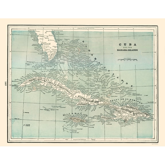 Historic Map - Cuba Bahamas - Rathbun 1893 - 23 x 29.59 - Vintage Wall Art
