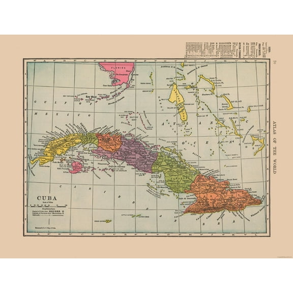 Historic Map - Cuba - Hammond 1910 - 30.08 x 23 - Vintage Wall Art