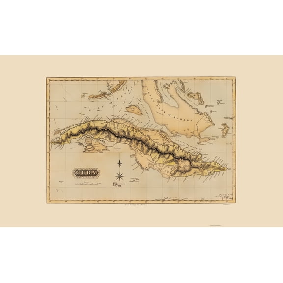 Historic Map - Cuba - Lucas 1823 - 23 x 37.68 - Vintage Wall Art