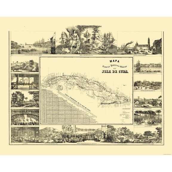 Historic Map - Cuba - May 1853 - Vintage Wall Art
