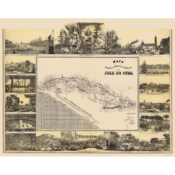 Historic Map - Cuba - May 1853 - Vintage Wall Art