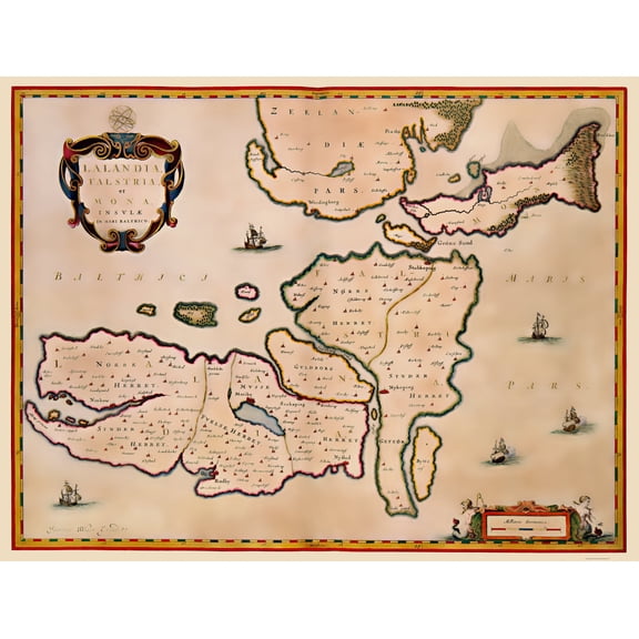 Historic Map - Denmark - Blaeu 1662 - 23 x 30.31 - Vintage Wall Art