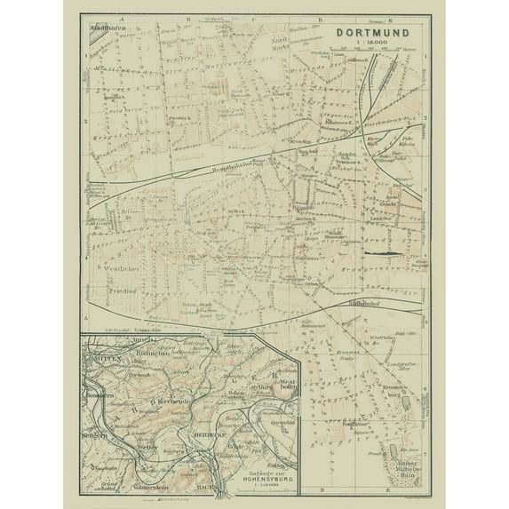 Historic Map - Dortmund Germany - Baedeker 1914 - Vintage Wall Art