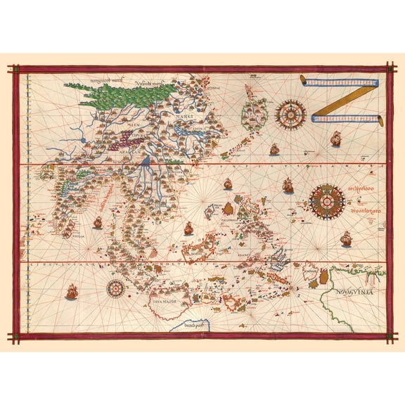 Historic Map - East Asia - Martines 1587 - Vintage Wall Art