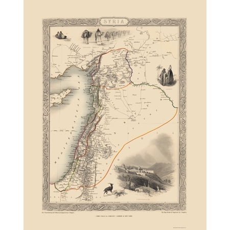 Historic Map - East Syria - Tallis 1851 - Vintage Wall Art price history and forecast - MAPS OF THE PAST