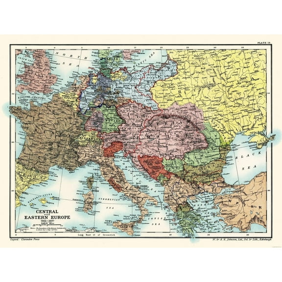 Historic Map - Eastern Europe 1863-1897 - Poole 1902 - 30.41 x 23 - Vintage Wall Art
