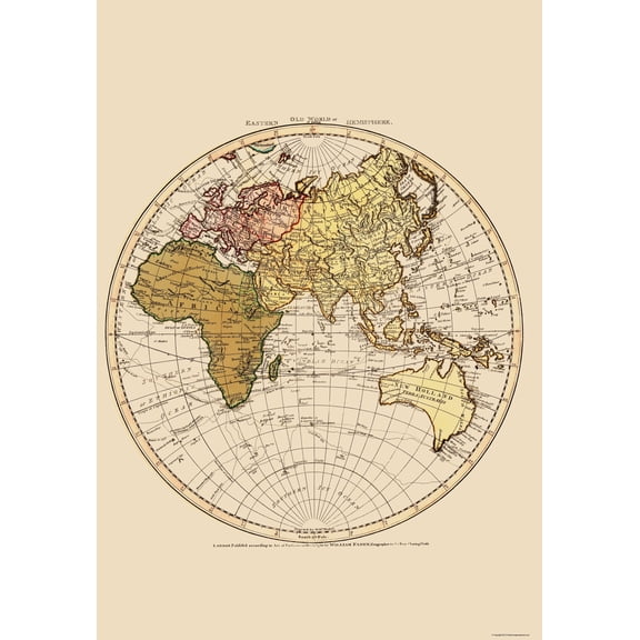 Historic Map - Eastern Hemisphere - Faden 1786 - 23 x 33.01 - Vintage Wall Art