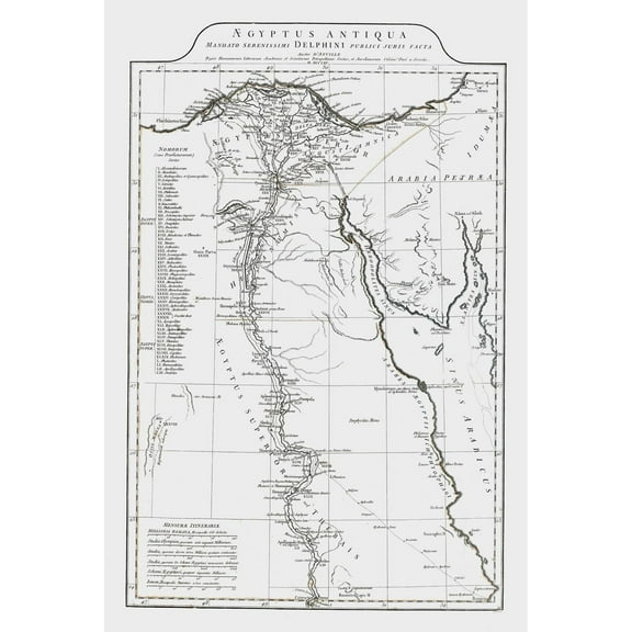 Historic Map - Egypt Ancient - D'Anville 1799 - 23 x 34.35 - Vintage Wall Art