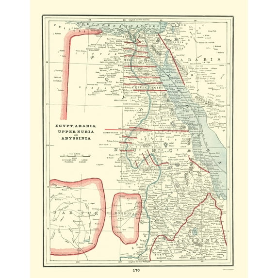 Historic Map - Egypt Arabia Nubia Abyssinia - Rathbun 1893 - 23 x 29 - Vintage Wall Art