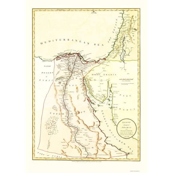 Historic Map - Egypt Arabia Palestine - Laurie 1801 - 23 x 32.47 - Vintage Wall Art