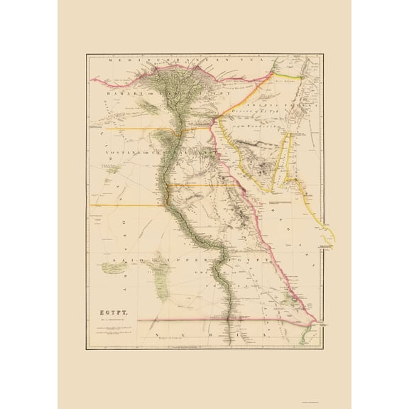 Historic Map - Egypt - Arrowsmith 1844 - 23 x 31.95 - Vintage Wall Art