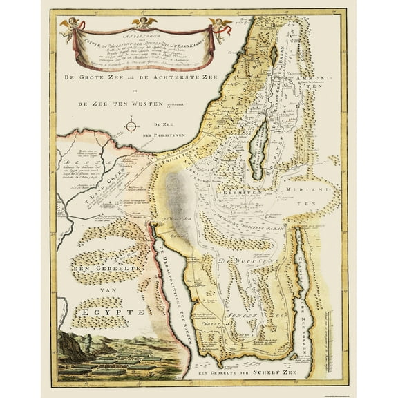 Historic Map - Egypt Canaan Land - Goetze 1750 - 23 x 28 - Vintage Wall Art