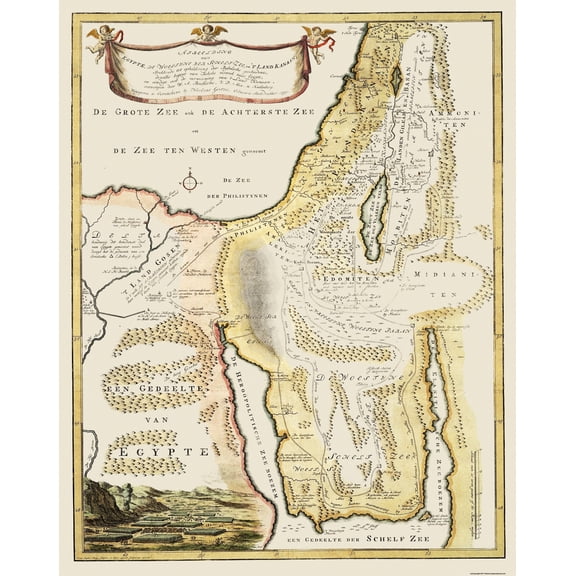 Historic Map - Egypt Canaan Land - Goetze 1750 - Vintage Wall Art