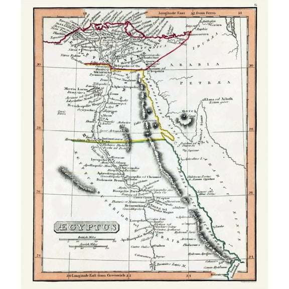 Historic Map - Egypt - Fenner 1830 - 23 x 26.90 - Vintage Wall Art