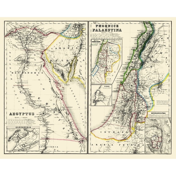Historic Map - Egypt Palestina - Kiepert 1903 - Vintage Wall Art