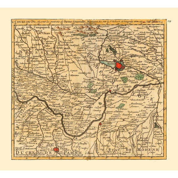 Historic Map - Emilia Romagna Lombardy Italy - Robert 1748 - 25.16 x 23 - Vintage Wall Art