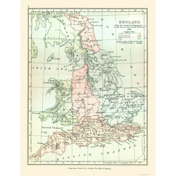 Historic Map - England 878 - Gardiner 1902 - 23 x 29.87 - Vintage Wall Art