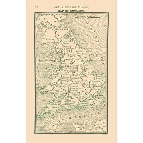 Historic Map - England - Alden 1886 - 23 x 36.17 - Vintage Wall Art