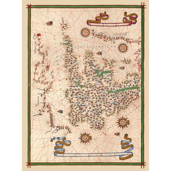 Historic Map - England - Martines 1587 - Vintage Wall Art