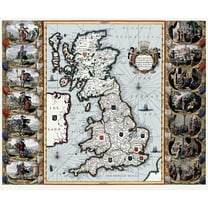 Historic Map - England Scotland Wales - Bleau 1645 - 27.75 x 23 - Vintage Wall Art