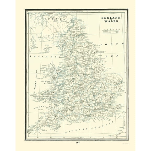 Historic Map - England Wales - Rathbun 1893 - 23 x 28.98 - Vintage Wall Art