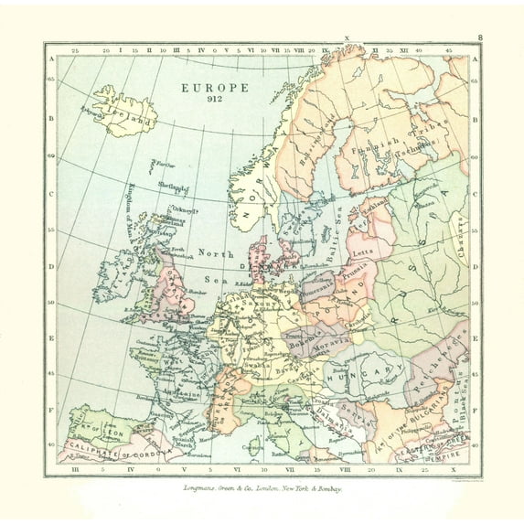 Historic Map - Europe 912 - Gardiner 1902 - Vintage Wall Art
