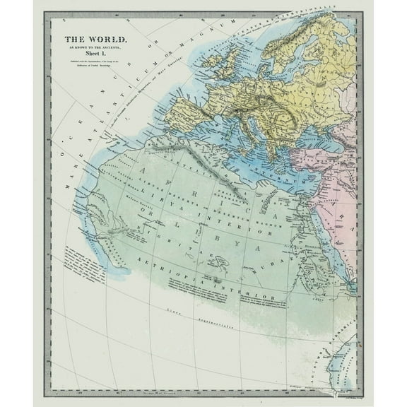 Historic Map - Europe Africa Ancient World - Chapman 1830 - 23 x 27.46 - Vintage Wall Art