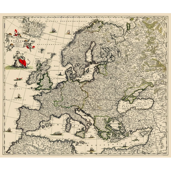 Historic Map - Europe - De Wit 1700 - 23 x 27.22 - Vintage Wall Art